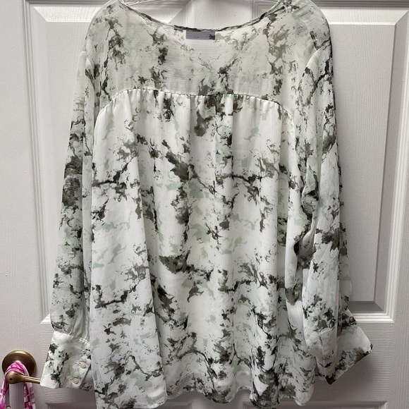 X womens Apt. 9 casual lined long sheer sleeve plus size blouse 3X - Picture 2 of 3